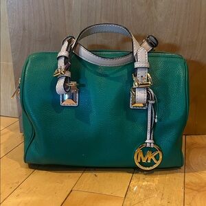 Michael Kors Emerald Green Satchel with Gold Accents